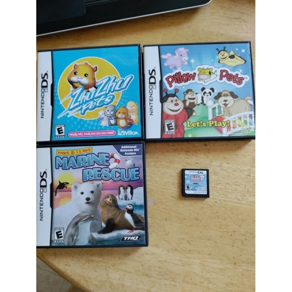 Nintendo Kids DS Games Lot of 4 Squinkies Marine Rescue Pillow Pets Zhu Zhu